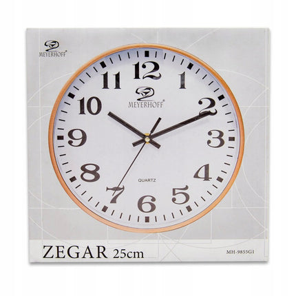 Wandklok 25 cm Houtlook – Stille Klok met Grote Cijfers – Analoge Quartz Keukenklok