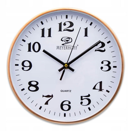 Wandklok 25 cm Houtlook – Stille Klok met Grote Cijfers – Analoge Quartz Keukenklok
