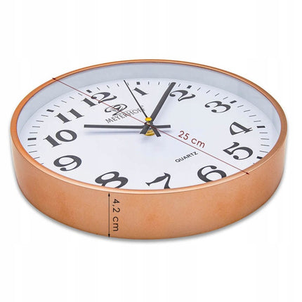 Wandklok 25 cm Houtlook – Stille Klok met Grote Cijfers – Analoge Quartz Keukenklok