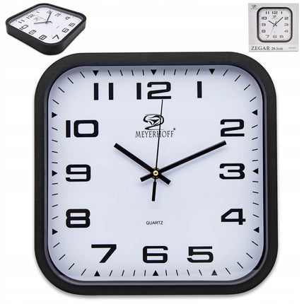 Wandklok 28,5 cm – Stille Klok – Vierkante Muurklok – Zwart