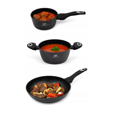 Meyerhoff Premium Pannenset 10‑delig – RVS Night Sky – Inclusief Koekenpan, Steelpan & Deksels – Geschikt voor Alle Warmtebronnen
