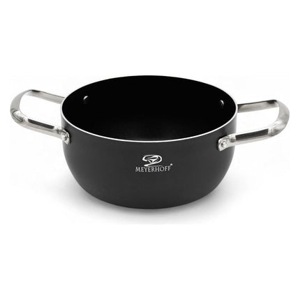 Meyerhoff Premium Pannenset 12‑delig – Aluminium – Zwart – Inclusief Koekenpan, Steelpan & Glazen Deksels – Geschikt voor Inductie