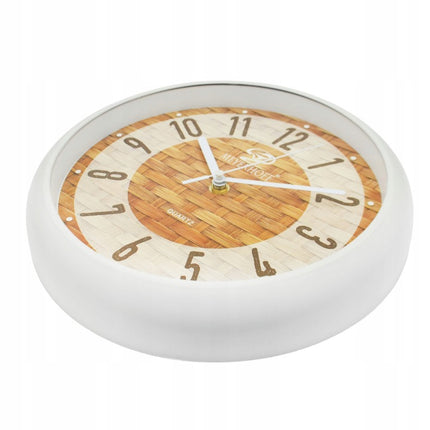 Wandklok 25 cm – Stille Muurklok – Rotan Rietlook – Wit Beige Bruin