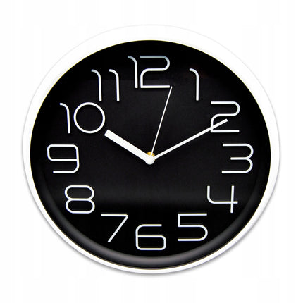 Wandklok 30 cm Zwart – Stille Analoge Klok met Grote Cijfers – Quartz