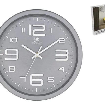 Wandklok 30 cm Grijs – Stille Analoge Klok met Grote Cijfers – Quartz