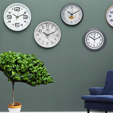 Wandklok 25 cm Zwart – Stille Analoge Klok met Grote Cijfers – Quartz Klok