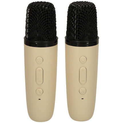 Karaoke Set Met 2 Microfoons - Draagbare Bluetooth USB LED Luidspreker Beige - KaraokeSet - Muziekspeler - Beige