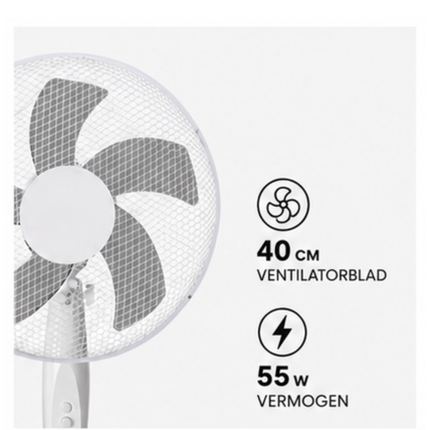Elite 3-in-1 Ventilator 40 cm  – Staande Ventilator – Tafelventilator – Wandventilator – 55W – Wit