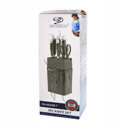 Meyerhoff 7-Delige RVS Keukenmessen Set met Messenblok – Messen in Blokset met Schaar – Modern Design – Luxe Cadeau voor Kookliefhebbers – MH-6002B-7