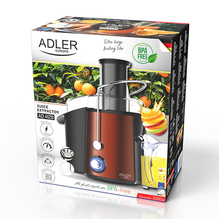Adler AD 4129 Sapcentrifuge – 2000W Juicer voor Groente & Fruit – 75 mm Vulopening – 1L Sapkan