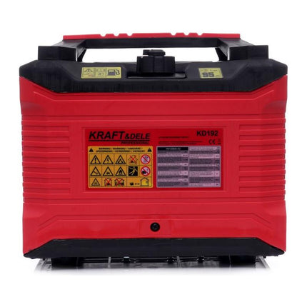 Kraft & Dele KD192 Draagbare Inverter Generator Benzine 4-Takt met Stroomstabilisatie 1000 - 1500 Watt - 1x 230V - Stroomgenerator - Rood