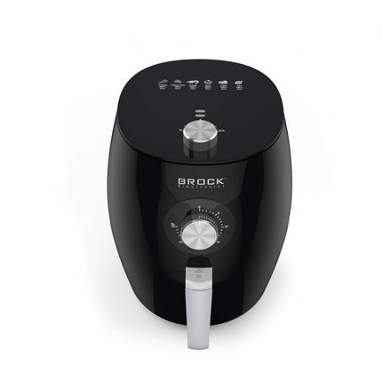 Brock Electronics Airfryer 3,5L – Heteluchtfriteuse zonder Olie – PFAS-vrij – 1300-1500W – Zwart – 6 Automatische Programma’s – Gezond Frituren – Compacte Airfryer voor Gezin of Single’s – Zwart