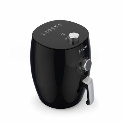Brock Electronics Airfryer 3,5L – Heteluchtfriteuse zonder Olie – PFAS-vrij – 1300-1500W – Zwart – 6 Automatische Programma’s – Gezond Frituren – Compacte Airfryer voor Gezin of Single’s – Zwart