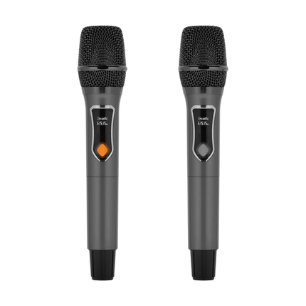 Krüger & Matz KM1718 Mobiele Actieve Luidspreker Party Speaker Box LED ring (met 2 UHF draadloze microfoons, SD, Bluetooth, FM, USB) 60 Watt zwart