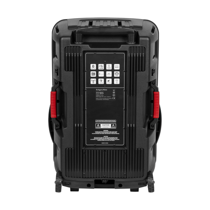 Krüger & Matz KM1718 Mobiele Actieve Luidspreker Party Speaker Box LED ring (met 2 UHF draadloze microfoons, SD, Bluetooth, FM, USB) 60 Watt zwart