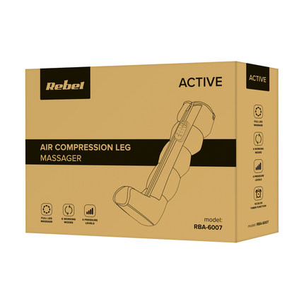 Rebel Active Professioneel Beenmassage Apparaat - Voetmassage Apparaat - Op Luchtdruk - Lymfedrainageapparaat - Draadloos - 5 kamers en 4 druk niveaus - 6 standen en timer functie - Zwart