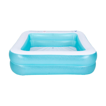 Sunclub Vierkant Opblaasbaar Zwembad 145x145 cm – Familie Zwembad Voor Tuin – Groot Kinderzwembad Met Afvoer – Blauw