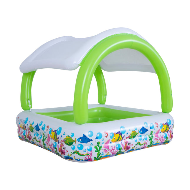 Sunclub Opblaasbaar Kinderzwembad met Zonnedak – 143 x 143 x 123 cm – Baby Zwembad met UV-Bescherming – 240 Liter