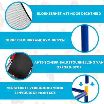 Trendmix Basketbal Arcade Spel voor Kinderen Dual Shot - Basketbalstandaard met 2 Manden - Inclusief 4 Basketballen En Pomp - 90 x 90 x 140 cm