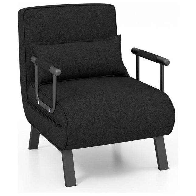 Trendmix 4-in-1 Slaapstoel Zwart – Inklapbare Slaapbank – Verstelbare Rugleuning – Slaapfauteuil 1 Persoon – Tot 150 kg Draagvermogen