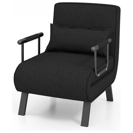 Trendmix 4-in-1 Slaapstoel Zwart – Inklapbare Slaapbank – Verstelbare Rugleuning – Slaapfauteuil 1 Persoon – Tot 150 kg Draagvermogen