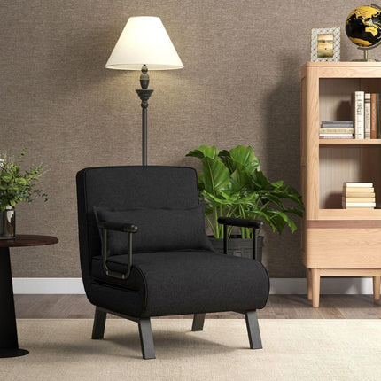 Trendmix 4-in-1 Slaapstoel Zwart – Inklapbare Slaapbank – Verstelbare Rugleuning – Slaapfauteuil 1 Persoon – Tot 150 kg Draagvermogen