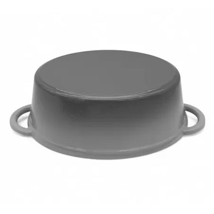 Gietijzeren Braadpan 4,3L met Deksel – Ovale Geëmailleerde Stoofpan & Braadslede – 30 cm – Grijs