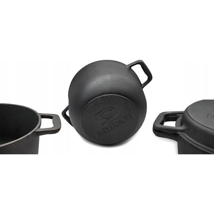 Meyerhoff 2-in-1 Outdoor Dutch Oven 8L – Gietijzeren Ketel met Grilldeksel – Kampvuurpan Met Afneembare Poten – Voor Buiten Koken, BBQ & Jacht