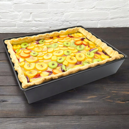 Meyerhoff Bakery Rechthoekige Cakevorm – 27,5 x 22 x 6 cm – Non-Stick Bakvorm voor Cake, Brood & Gebak – Duurzame Stalen Broodbakvorm – Zwart Ovenaccessoire