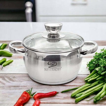 Kookpan 2,5 Liter RVS met Deksel – 18 cm Inductie Pan – Maatverdeling – Alle Warmtebronnen