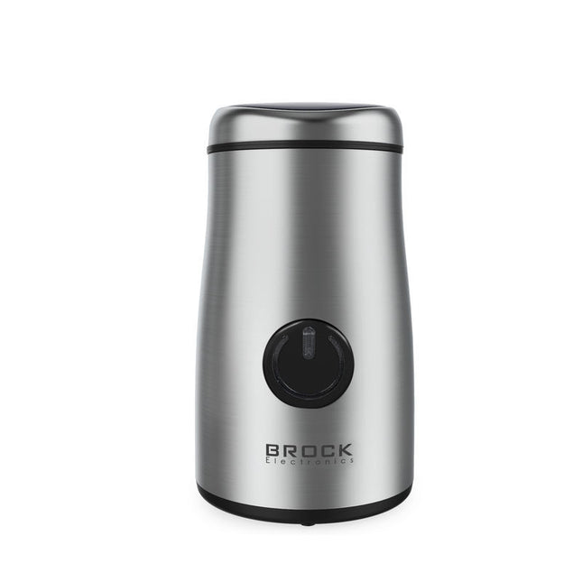 Brock Elektrische Koffiemolen 150W Zilver – Voor Koffiebonen, Kruiden, Noten & Specerijen – Stil, Snel & BPA-vrij – RVS Mes