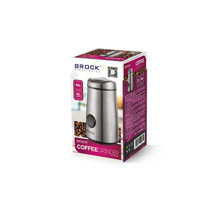 Brock Elektrische Koffiemolen 150W Zilver – Voor Koffiebonen, Kruiden, Noten & Specerijen – Stil, Snel & BPA-vrij – RVS Mes