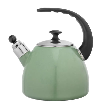 Altom Design Balbina exclusieve fluitketel Emaille 2.5 Liter - Retro Waterketel - Geschikt voor alle warmtebronnen - Groen
