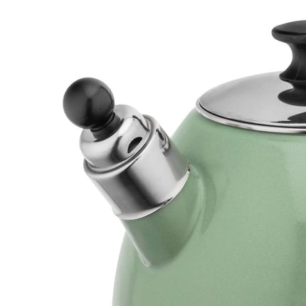 Altom Design Balbina exclusieve fluitketel Emaille 2.5 Liter - Retro Waterketel - Geschikt voor alle warmtebronnen - Groen