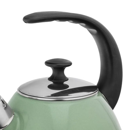 Altom Design Balbina exclusieve fluitketel Emaille 2.5 Liter - Retro Waterketel - Geschikt voor alle warmtebronnen - Groen
