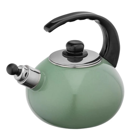 Altom Design Czajnik Handgemaakte Fluitketel Emaille 2.5 Liter - Retro Waterketel - Geschikt voor alle warmtebronnen - Groen
