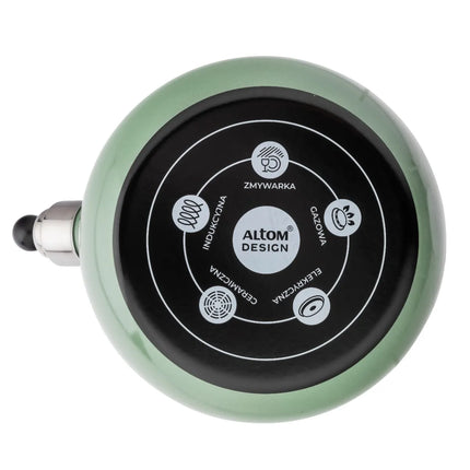 Altom Design Czajnik Handgemaakte Fluitketel Emaille 2.5 Liter - Retro Waterketel - Geschikt voor alle warmtebronnen - Groen