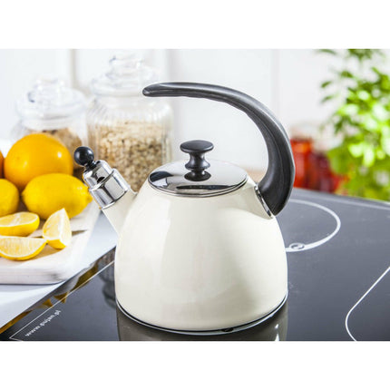 2de kansje Silesia Balbina exclusieve fluitketel emaille crème 2.5 Liter - ook geschikt voor inductie