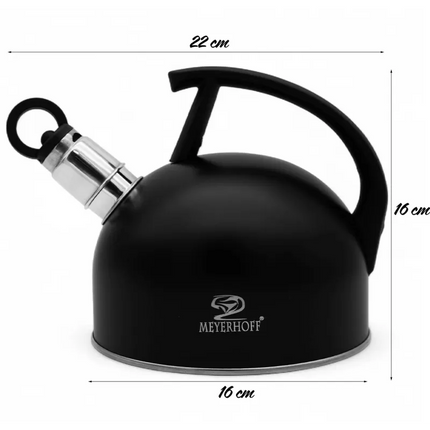 Meyerhoff Fluitketel 1,5 Liter – RVS Waterketel Inductie – Mat Zwart