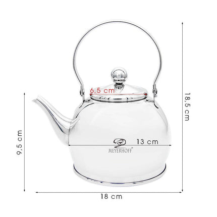 Meyerhoff RVS theeketel 1 liter MH-4327B – Inductie waterketel – Met theezeef – Zilver – Opklapbaar handvat