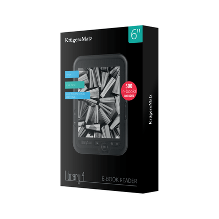 Kruger & Matz Library 4 E-reader 6-inch 8 GB inclusief beschermhoes en koptelefoon zwart