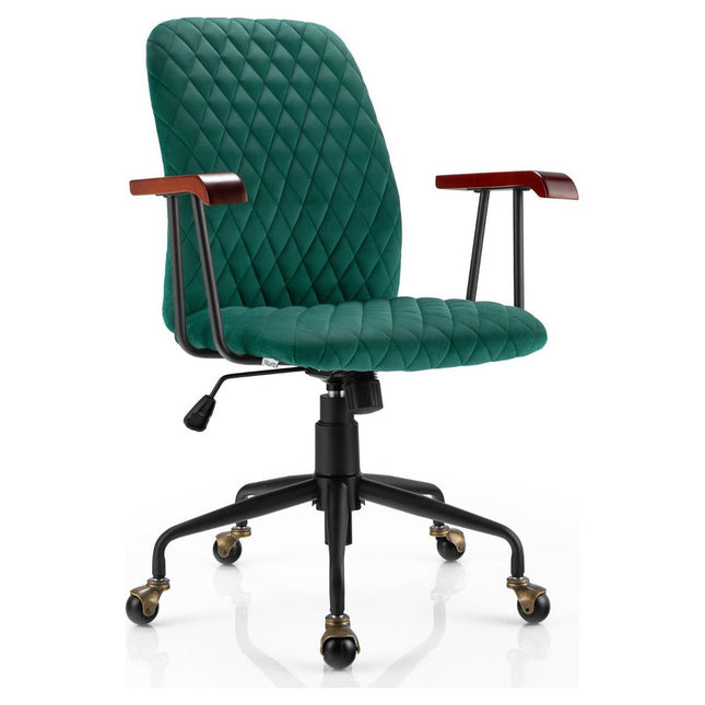 Trendmix Fluwelen Bureaustoel Groen – Ergonomisch – Verstelbare Zithoogte – Kantelbare Rug – Draaibaar – 150 kg Draagvermogen – Retro Thuiskantoorstoel