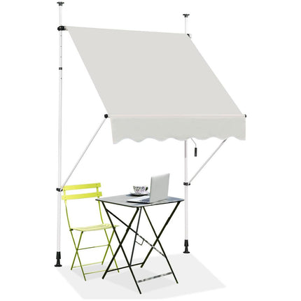 Trendmix Uitschuifbare Klemluifel 150×120 cm – Beige – Verstelbaar tot 300 cm – UV-bescherming – Zonnescherm voor Balkon, Terras & Tuin