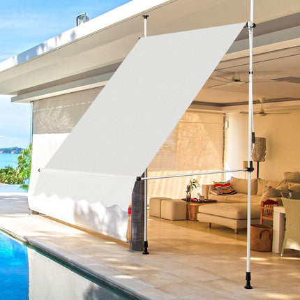 Trendmix Uitschuifbare Klemluifel 150×120 cm – Beige – Verstelbaar tot 300 cm – UV-bescherming – Zonnescherm voor Balkon, Terras & Tuin