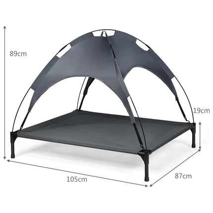 Trendmix Verhoogd Hondenbed Met Luifel – 105x87x89 cm – Grijs – Hondenligbed Voor Buiten – Weerbestendig – Tot 20 kg