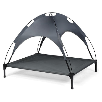 Trendmix Verhoogd Hondenbed Met Luifel – 105x87x89 cm – Grijs – Hondenligbed Voor Buiten – Weerbestendig – Tot 20 kg