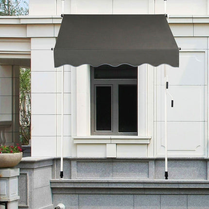 Trendmix Uitschuifbare Klemluifel 150×120 cm – Donkergrijs – Zonnescherm Zonder Boren – UV-bestendig – In Hoogte Verstelbaar tot 300 cm