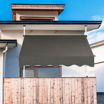 Trendmix Uitschuifbare Klemluifel 150×120 cm – Donkergrijs – Zonnescherm Zonder Boren – UV-bestendig – In Hoogte Verstelbaar tot 300 cm