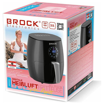 BROCK Digitale Airfryer 3.5L – 1200W Heteluchtfriteuse Zonder Olie – PFAS-vrij, Antiaanbaklaag & Touchscreen – Zwart
