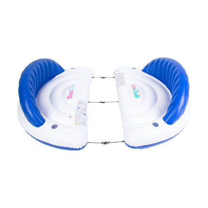 Sunclub Luxe Zwembad Luchtbed met Rugleuning – Drijvend Waterhangmat XXL Blauw/Wit